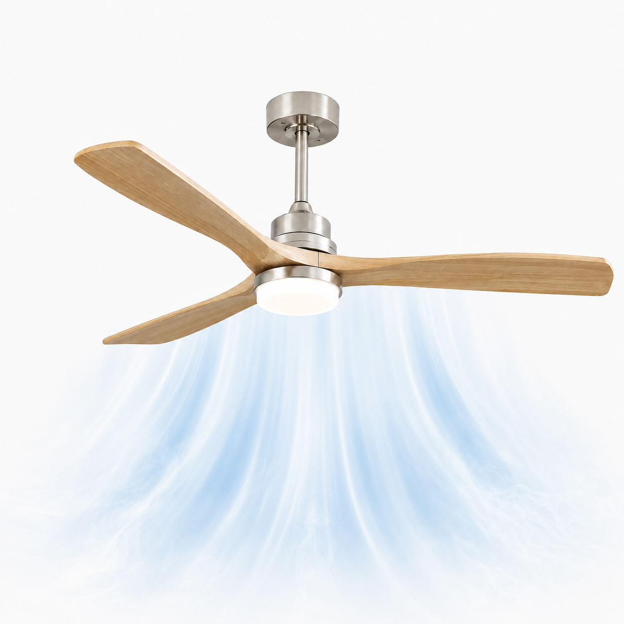Ventilateur de plafond Ventalia Noyer 52" — bois, LED, télécommande & moteur DC 6 vitesses