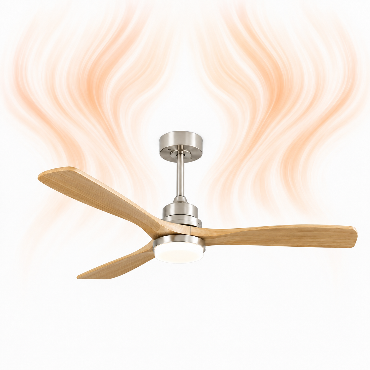 Ventilateur de plafond Ventalia Noyer 52" — bois, LED, télécommande & moteur DC 6 vitesses