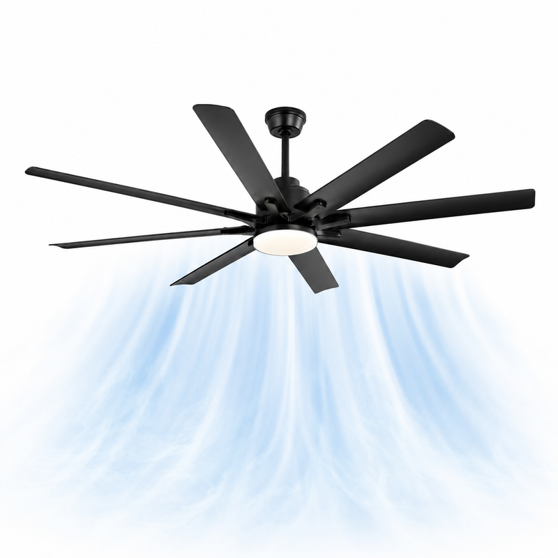 Ventilateur de plafond Ventalia Atlas 66" — grand format, LED, télécommande & moteur DC