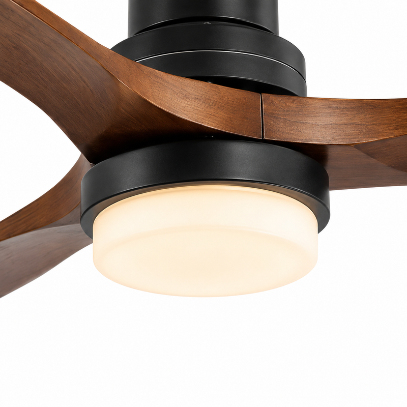 Ventilateur de plafond Ventalia Arbo 52" — bois, LED, télécommande & moteur DC 6 vitesses