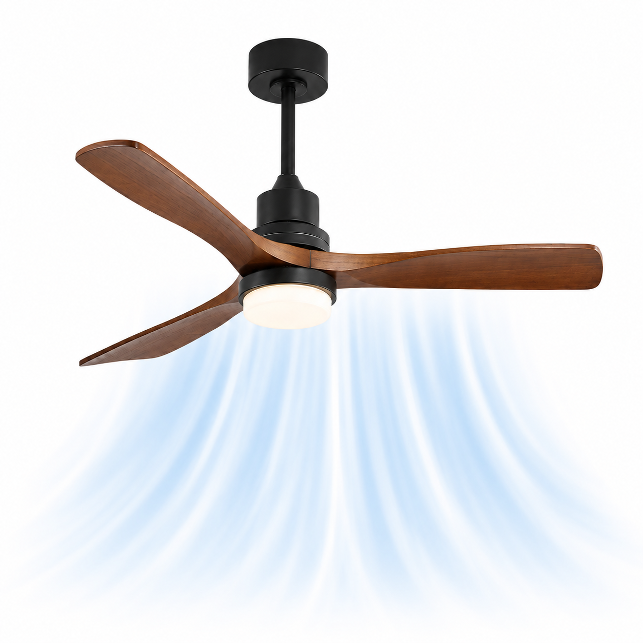 Ventilateur de plafond Ventalia Arbo 52" — bois, LED, télécommande & moteur DC 6 vitesses