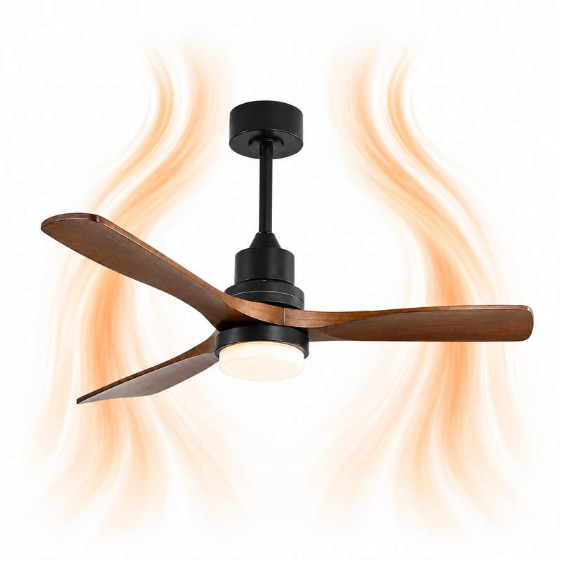 Ventilateur de plafond Ventalia Arbo 52" — bois, LED, télécommande & moteur DC 6 vitesses