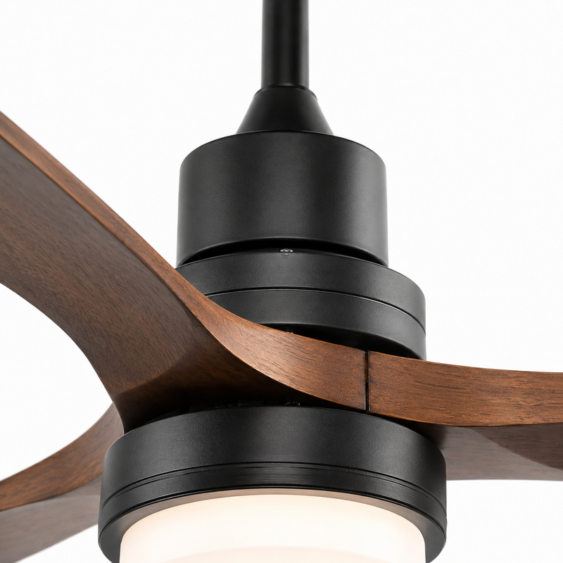 Ventilateur de plafond Ventalia Arbo 52" — bois, LED, télécommande & moteur DC 6 vitesses