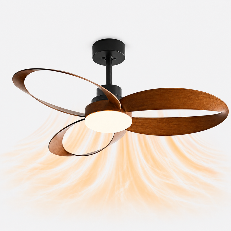 Ventilateur de plafond Ventilia Hudson - Bois vintage, LED intégrée, avec télécommande